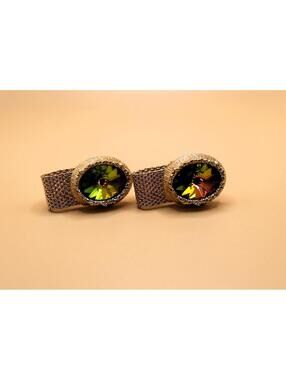 Vintage SWANK Wraparound Rivoli Watermelon Cuff Links